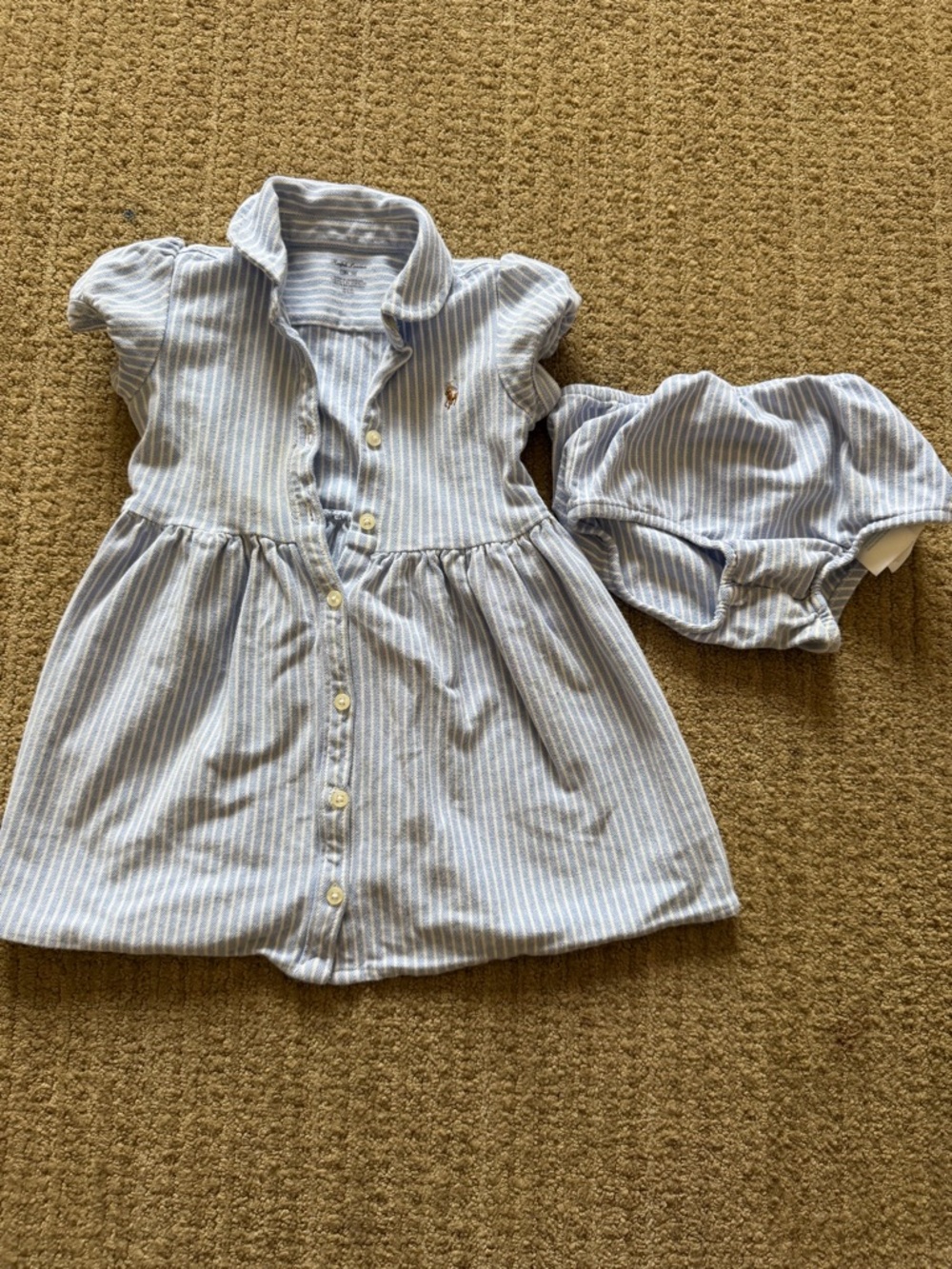 Ralph Lauren Light Blue and White Striped Baby Top